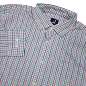 johnnie-O Pink and Blue Plaid Casual Button Down Shirt